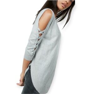 Express cold shoulder light blue sweater XS